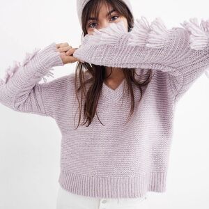 Madewell Lavender Fringe Sweater